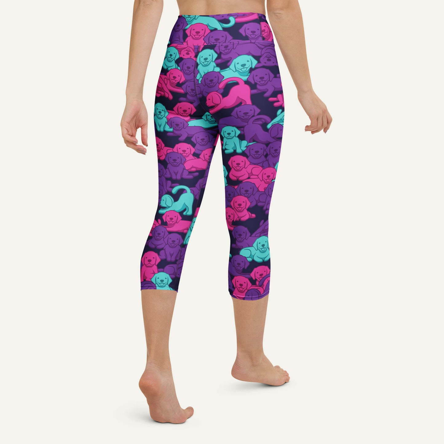 Cyberpunk Camo Dog High-Waisted Capri Leggings