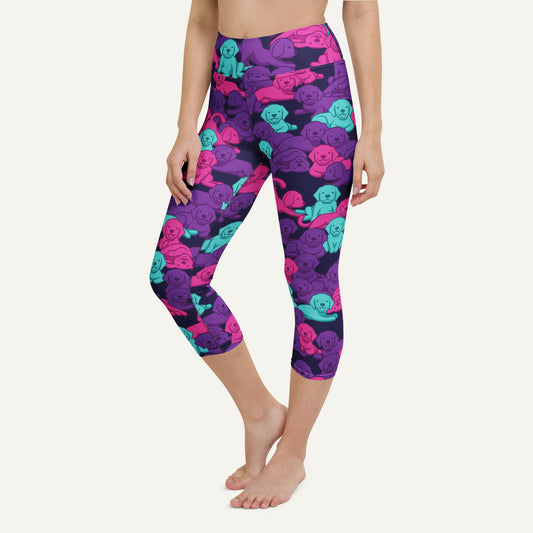 Cyberpunk Camo Dog High-Waisted Capri Leggings