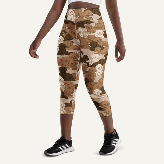 Desert Camo Dog High-Waisted Capri Leggings