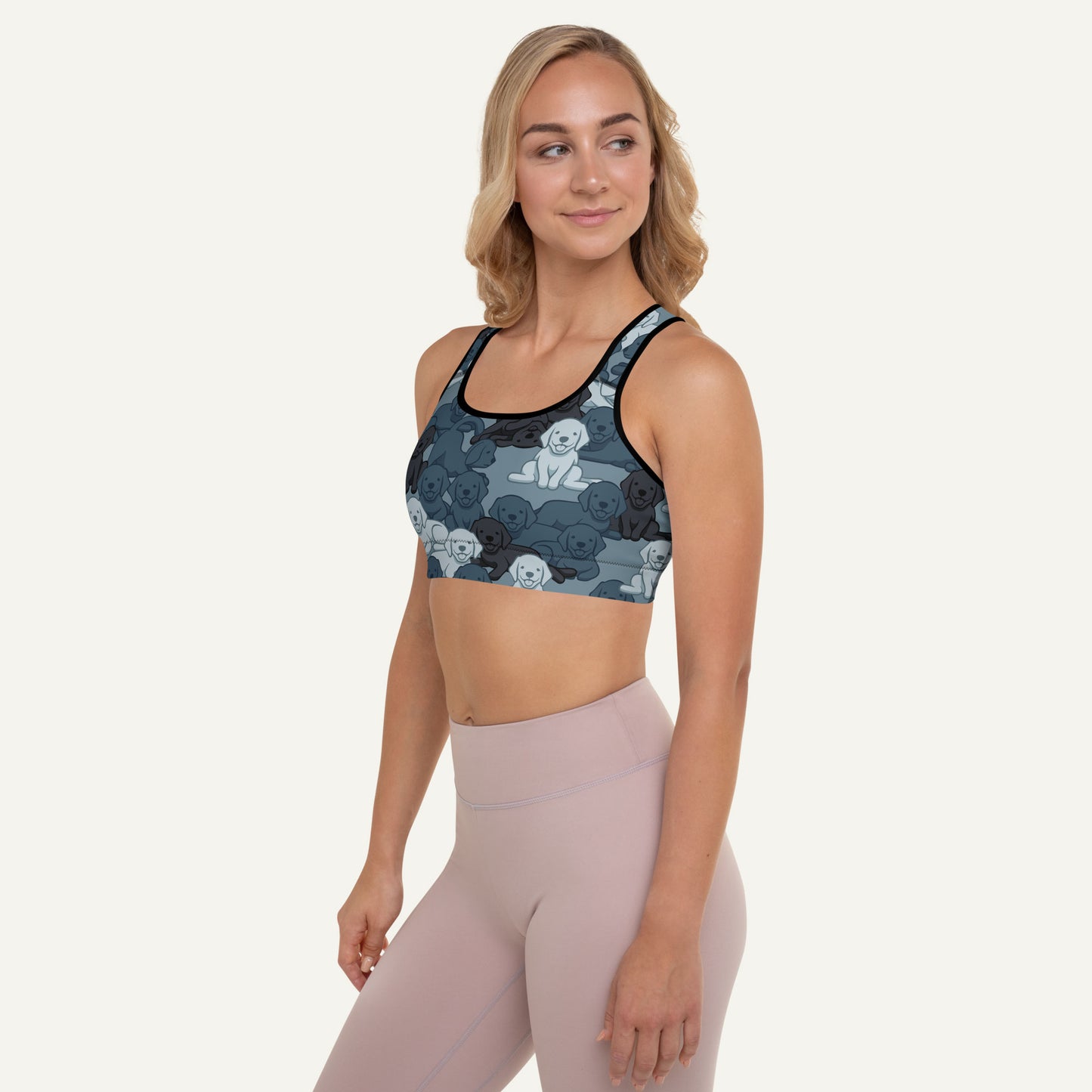 Dogs Camouflage Navy Padded Sports Bra