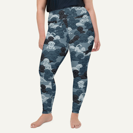Navy Camo Dog Plus Size Leggings