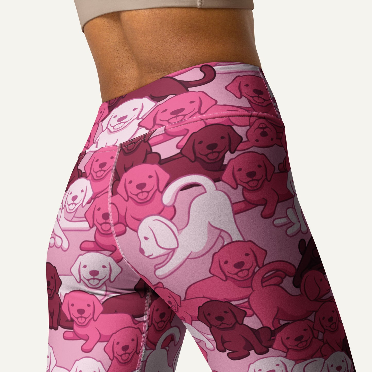 Pink Camo Dog High-Waisted Leggings