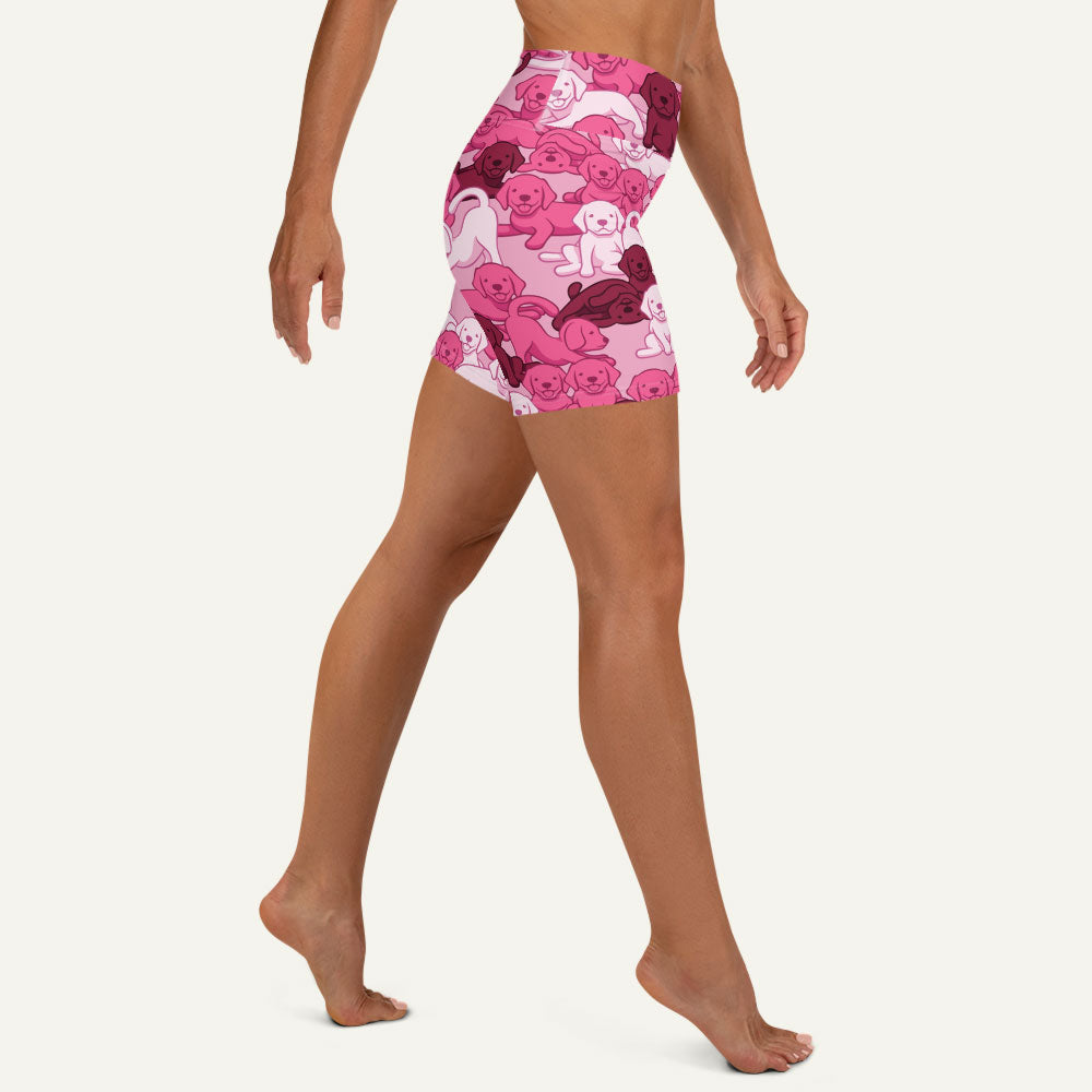 Dogs Camouflage Pink High-Waisted Shorts