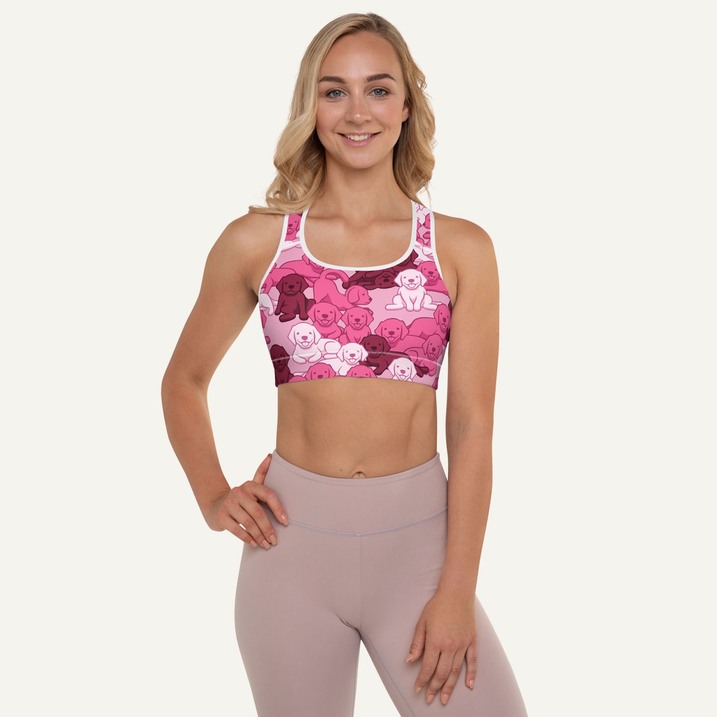 Dogs Camouflage Pink Padded Sports Bra
