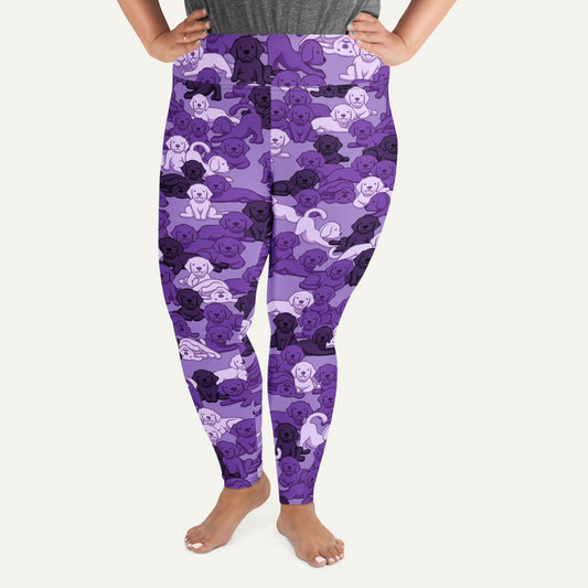 Purple Camo Dog Plus Size Leggings