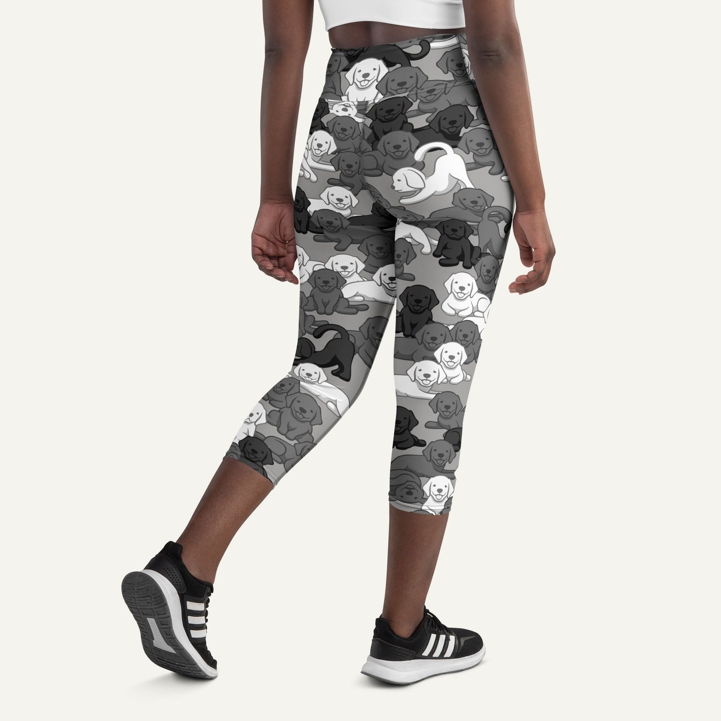 Urban Camo Dog High-Waisted Capri Leggings