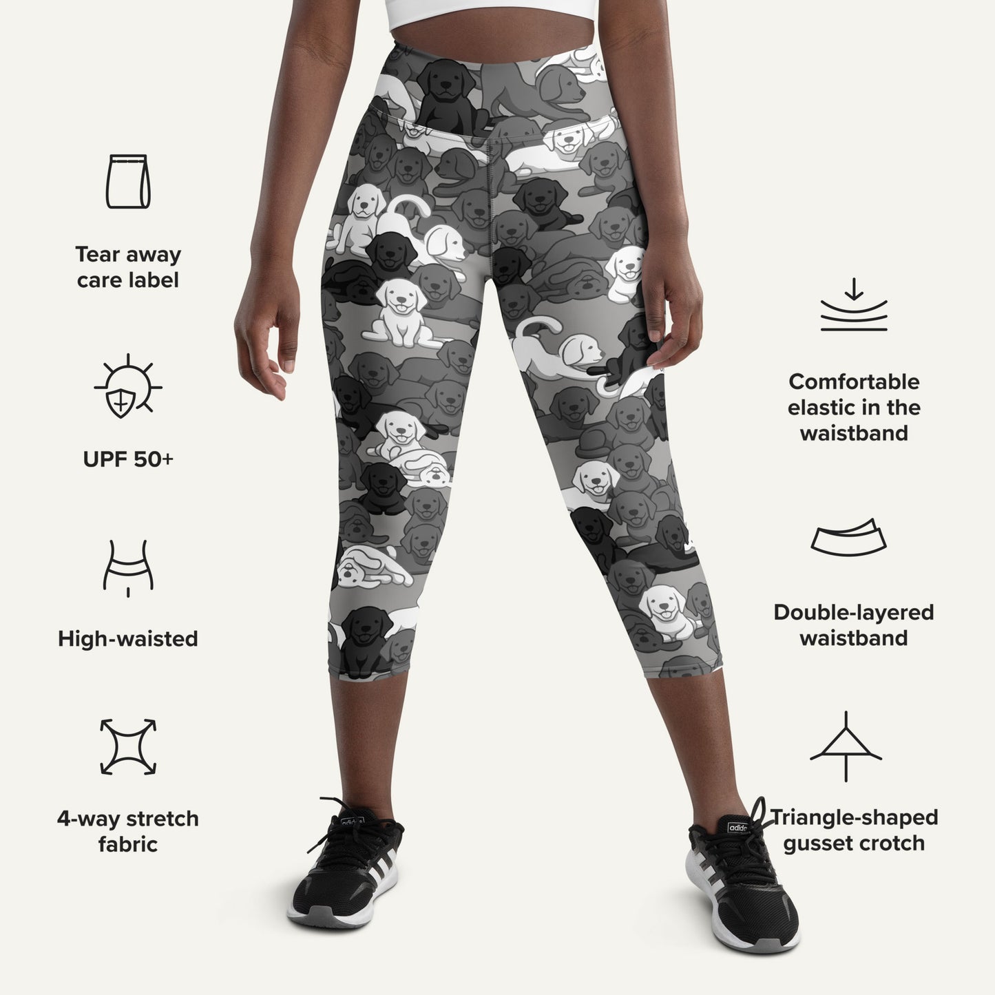 Urban Camo Dog High-Waisted Capri Leggings
