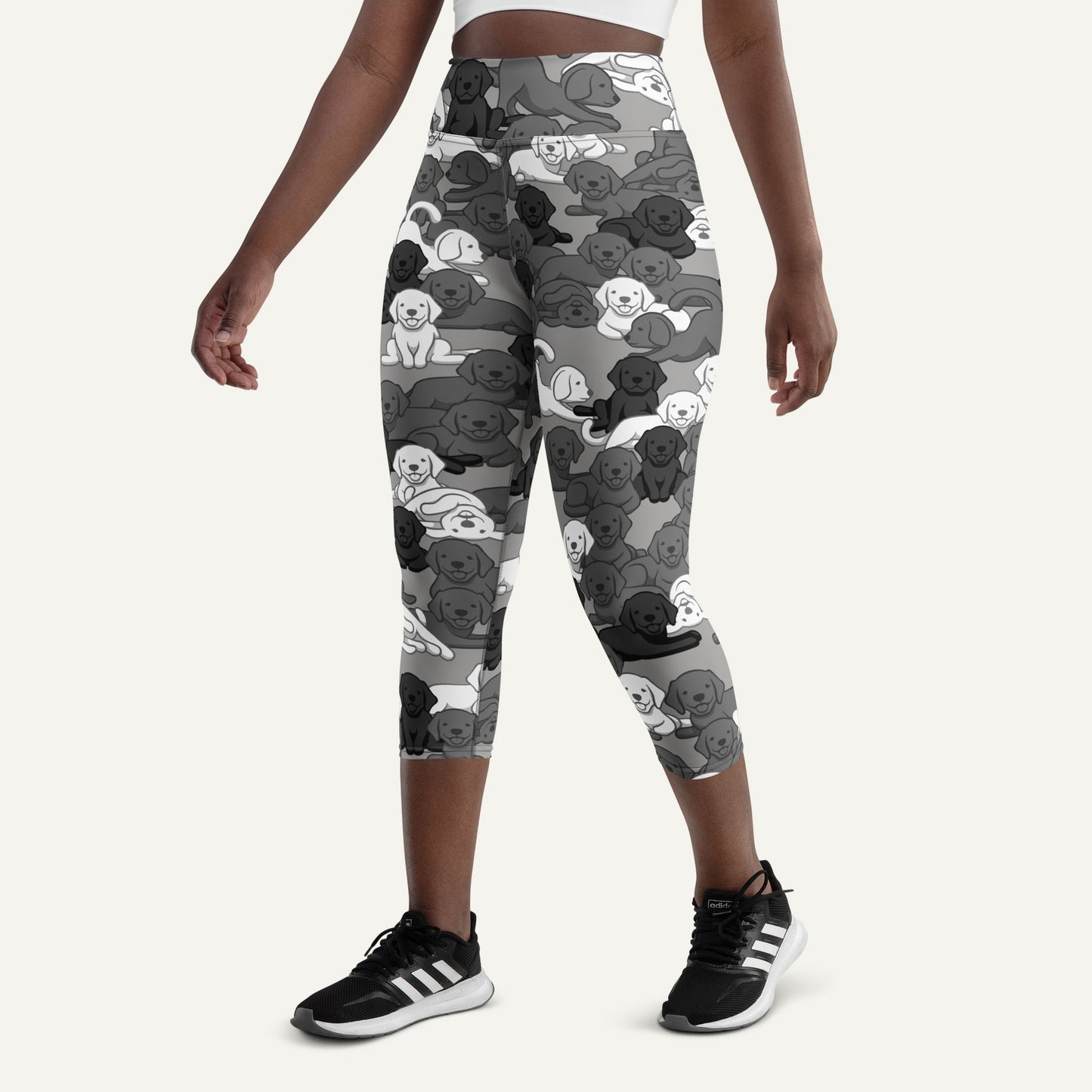 Urban Camo Dog High-Waisted Capri Leggings