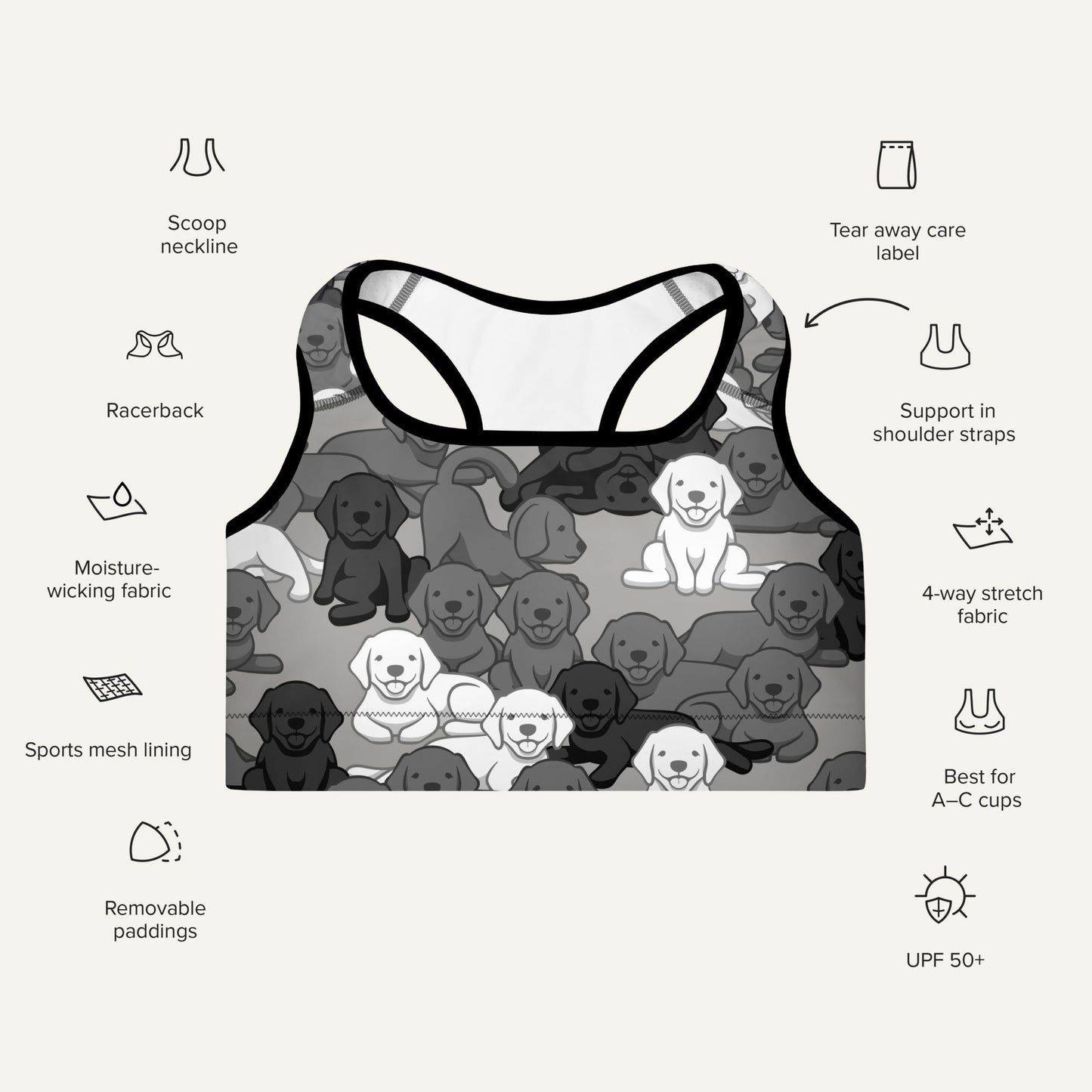 Dogs Camouflage Urban Padded Sports Bra