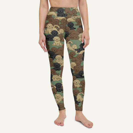 Woodland Camo Dog High-Waisted Leggings