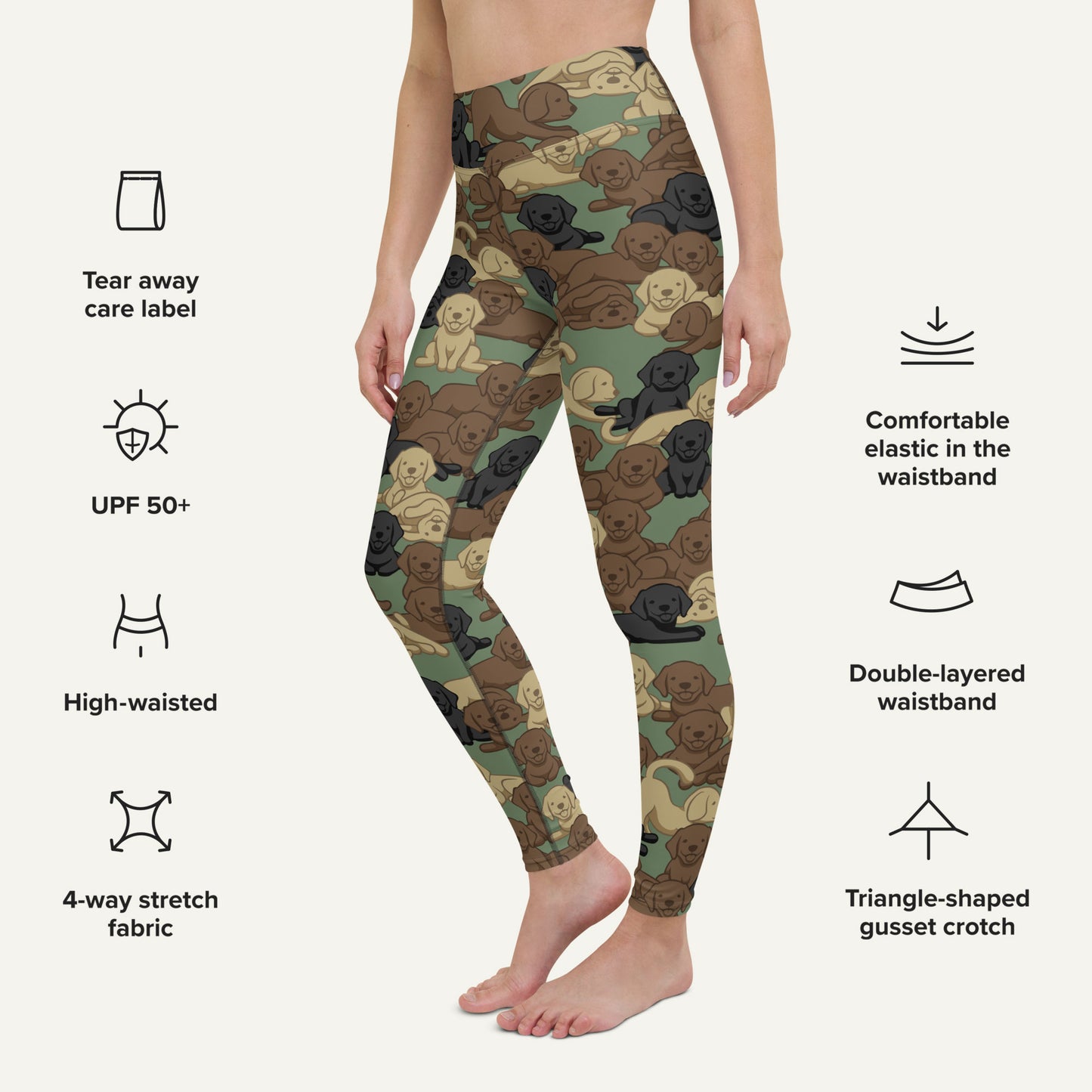 Woodland Camo Dog High-Waisted Leggings