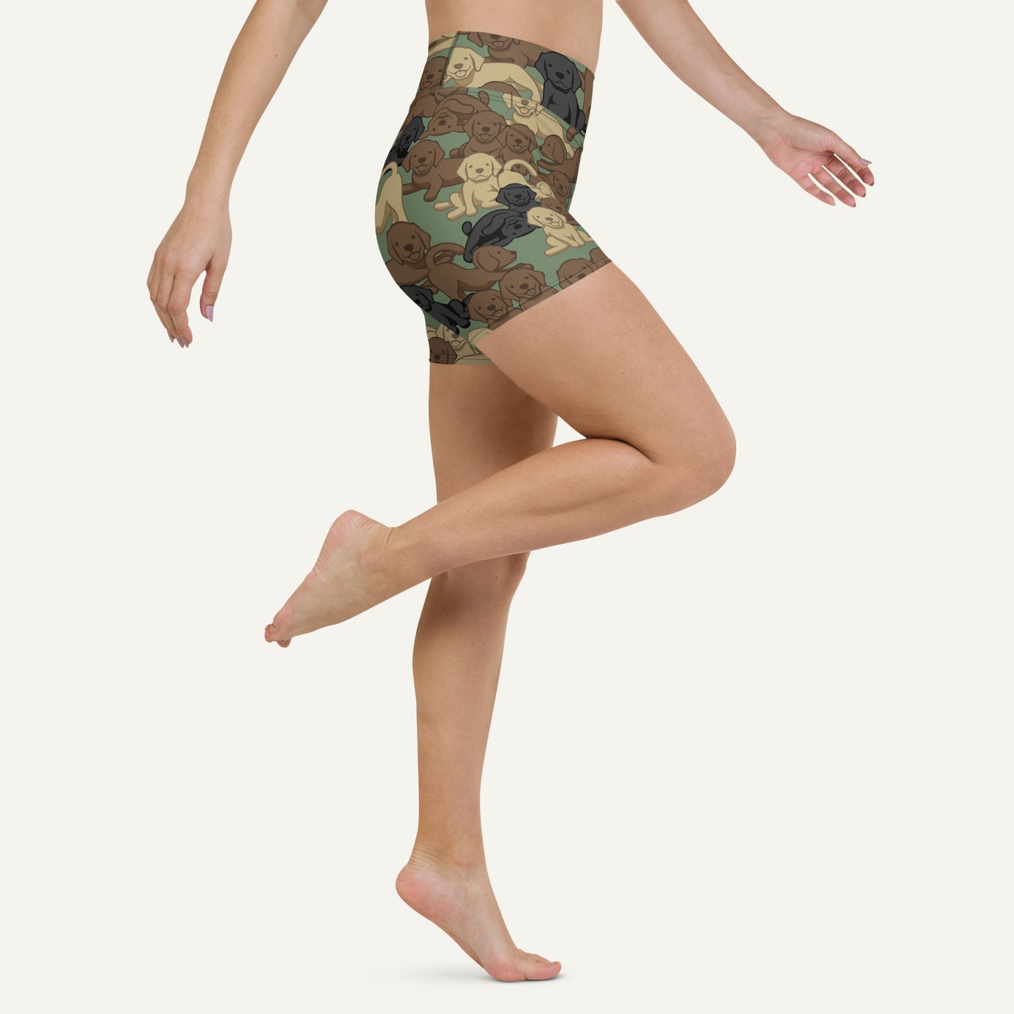 Woodland Camo Dog High-Waisted Shorts