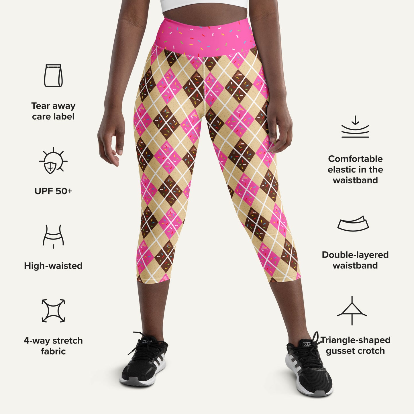 Donut Argyle High-Waisted Capri Leggings