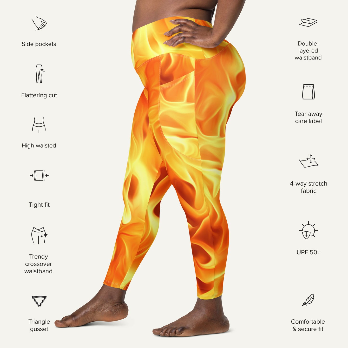Fire Crossover Pocket Leggings