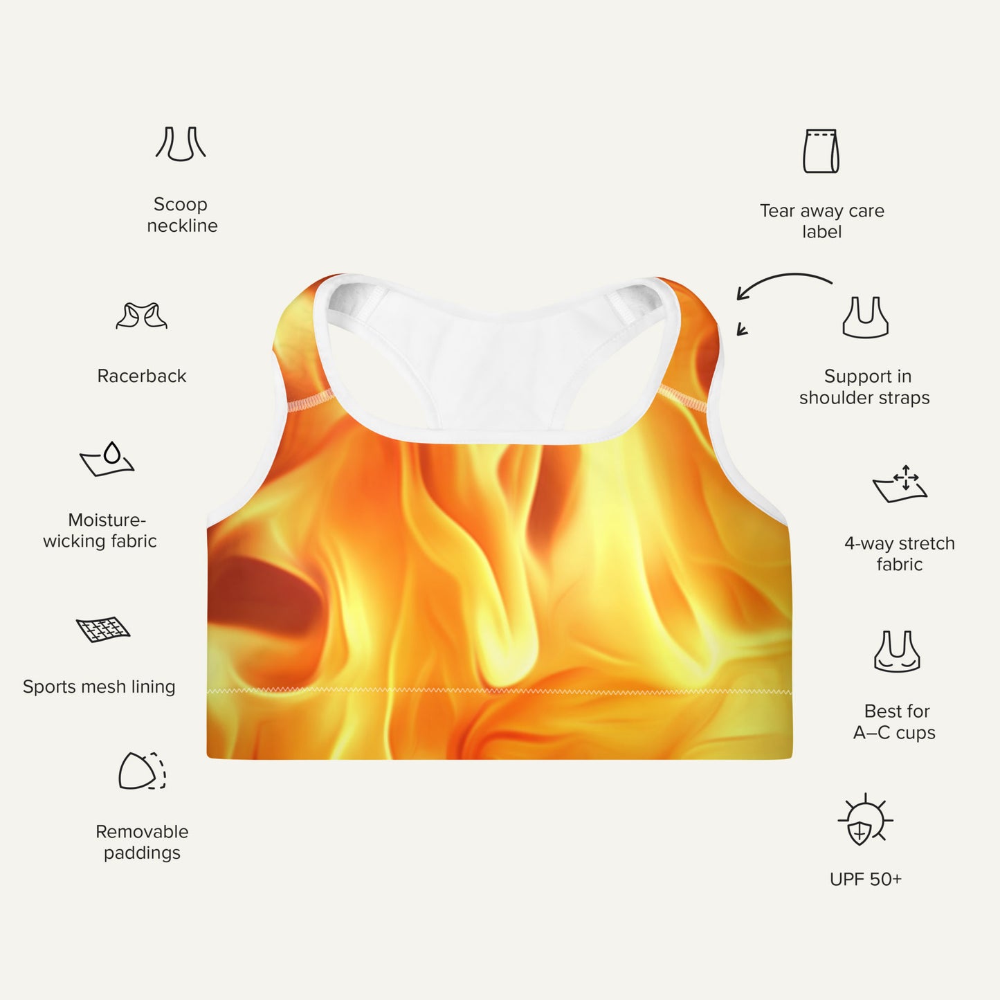Fire Padded Sports Bra