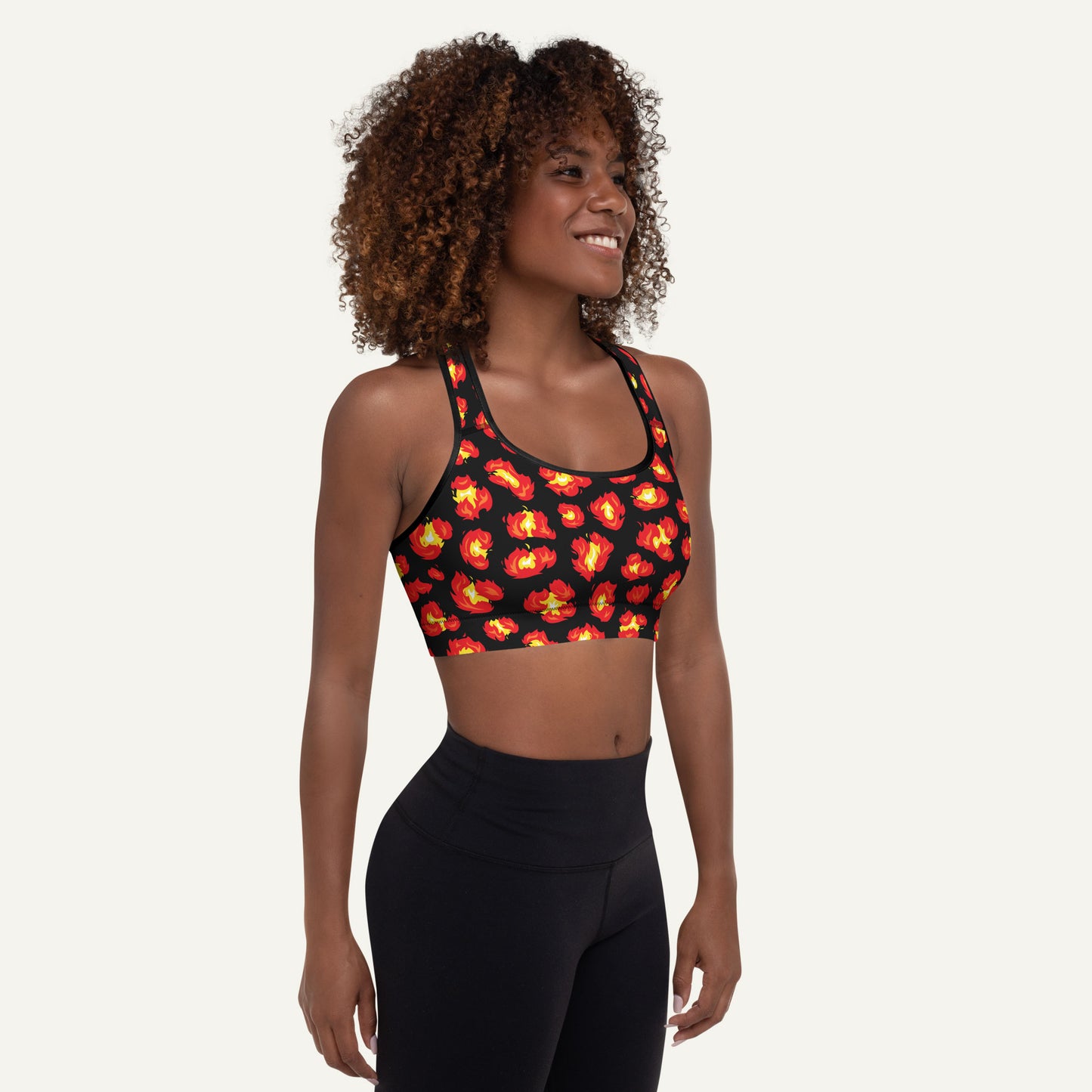 Flaming Leopard Print Padded Sports Bra