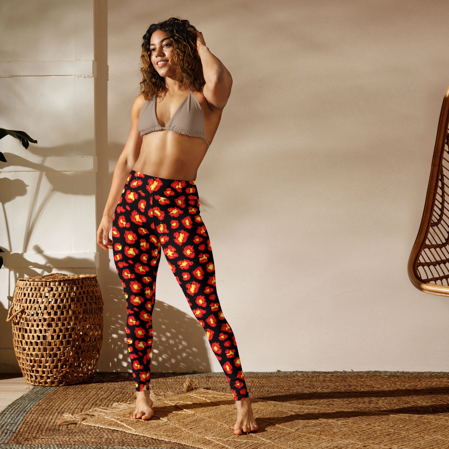 Flaming Leopard Print High-Waisted Leggings