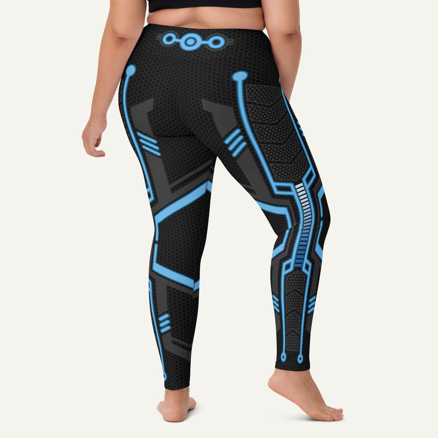 Futuristic Sci-Fi Blue High-Waisted Leggings