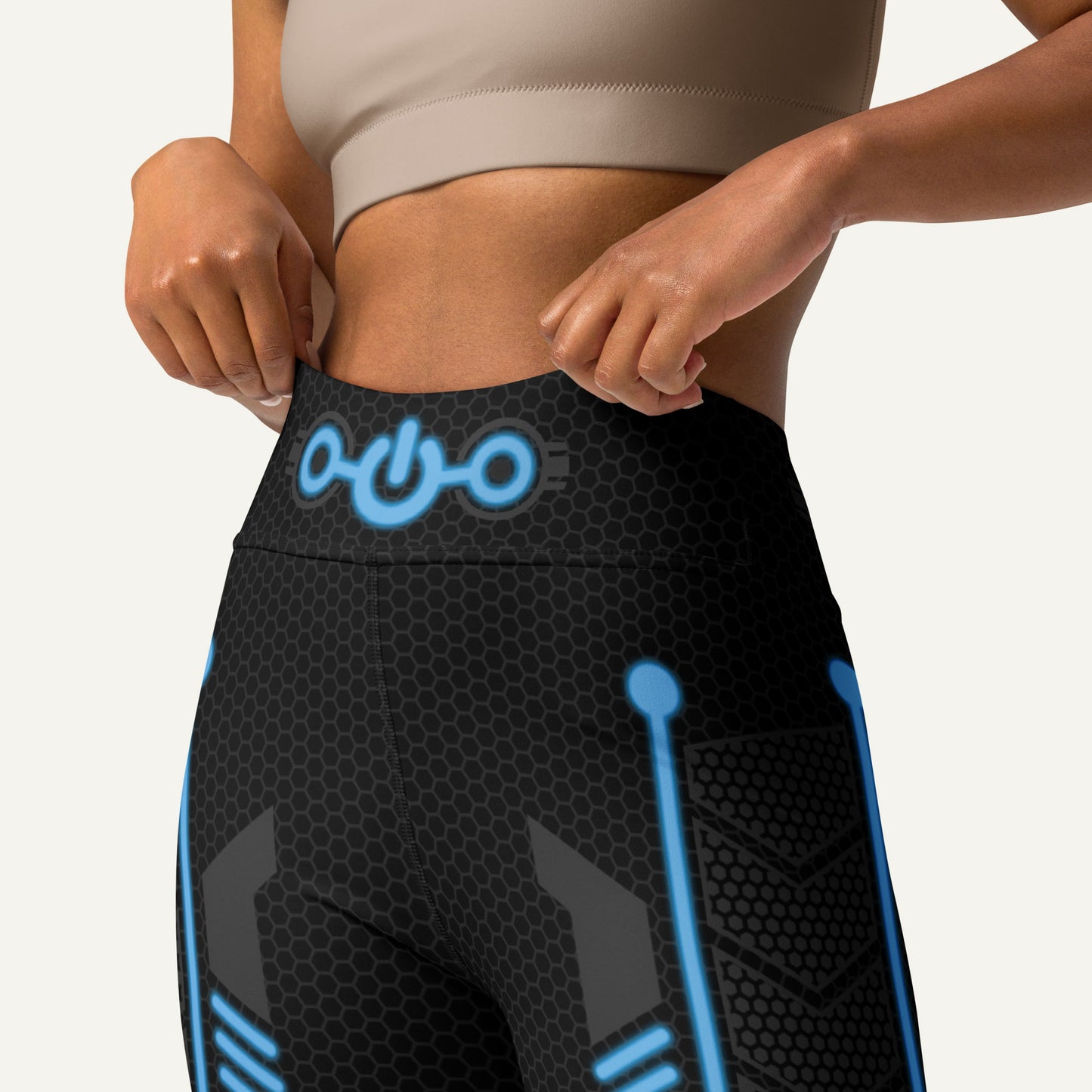 Futuristic Sci-Fi Blue High-Waisted Leggings