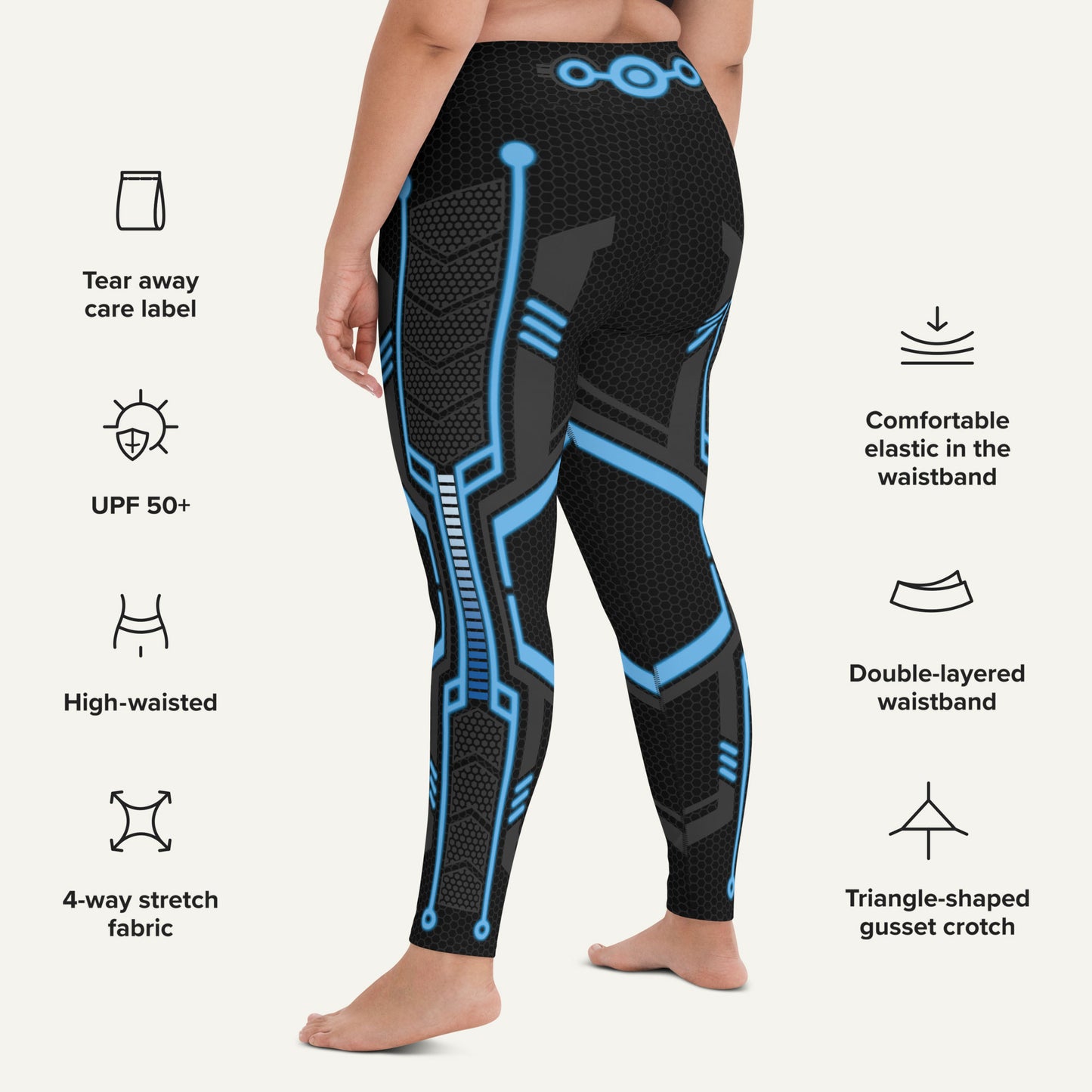 Futuristic Sci-Fi Blue High-Waisted Leggings