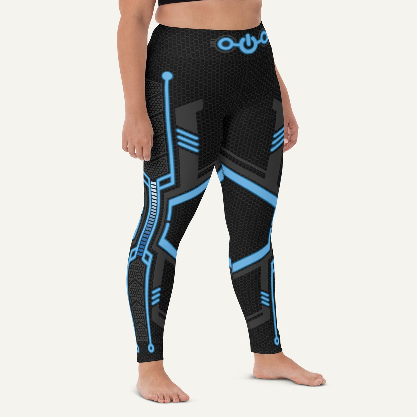 Futuristic Sci-Fi Blue High-Waisted Leggings