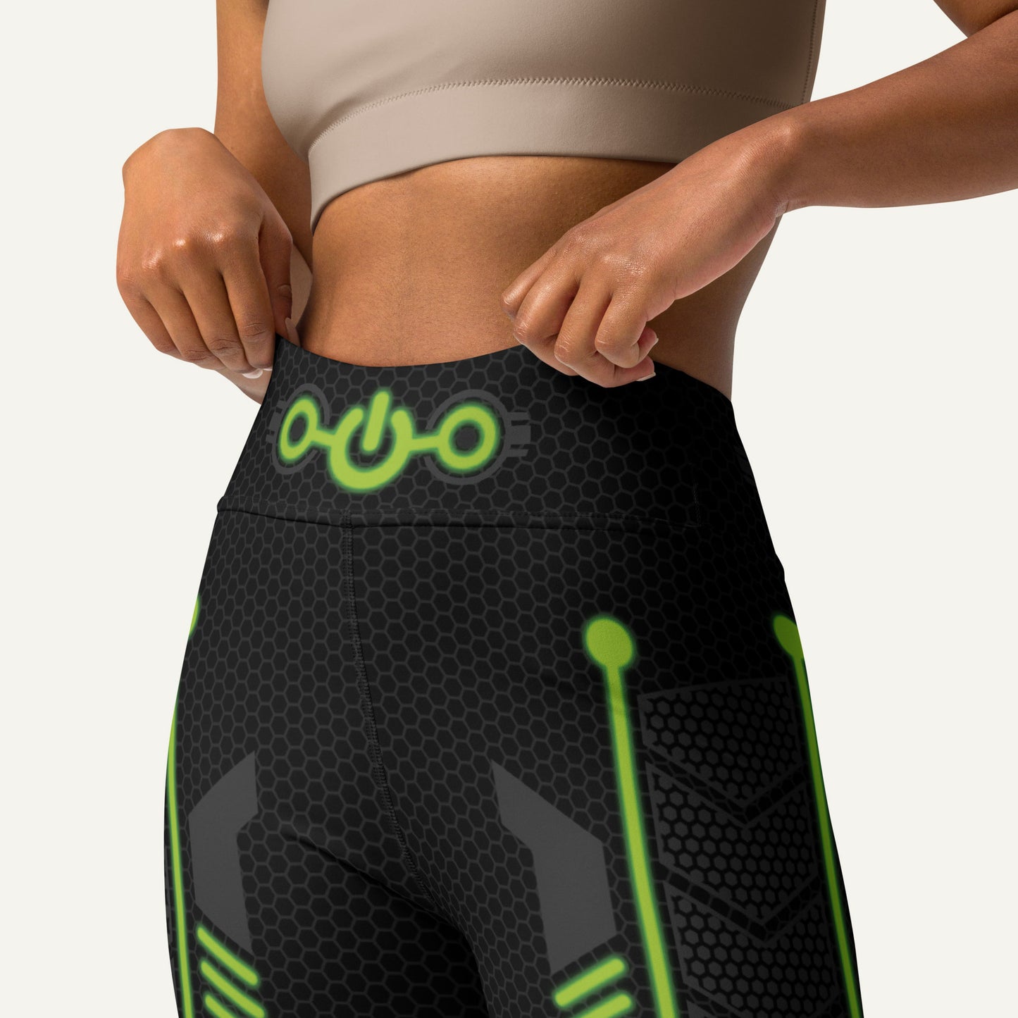 Futuristic Sci-Fi Green High-Waisted Leggings