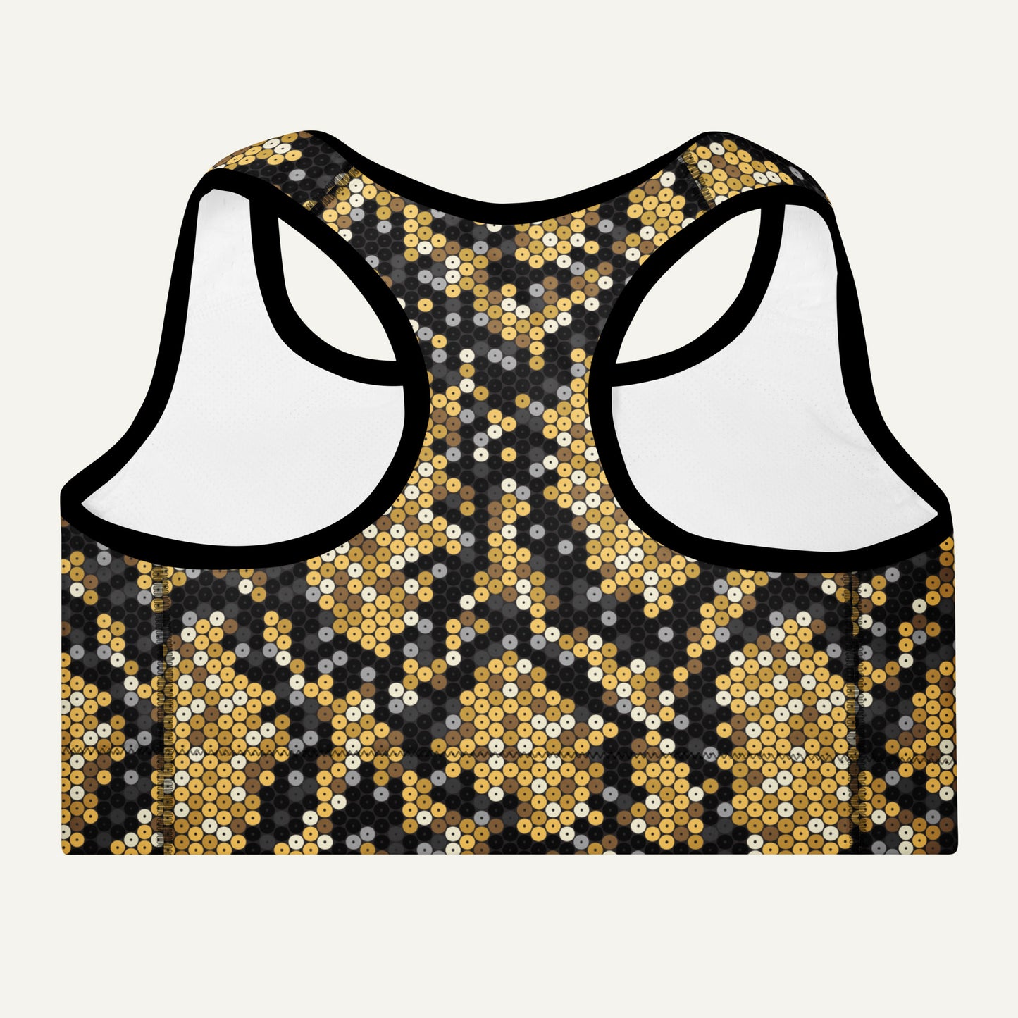 Gold Sequin Snakeskin Padded Sports Bra
