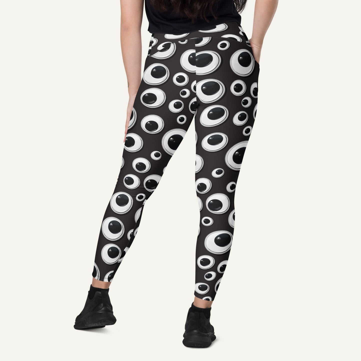 Googly Eyes Crossover Leggings With Pockets
