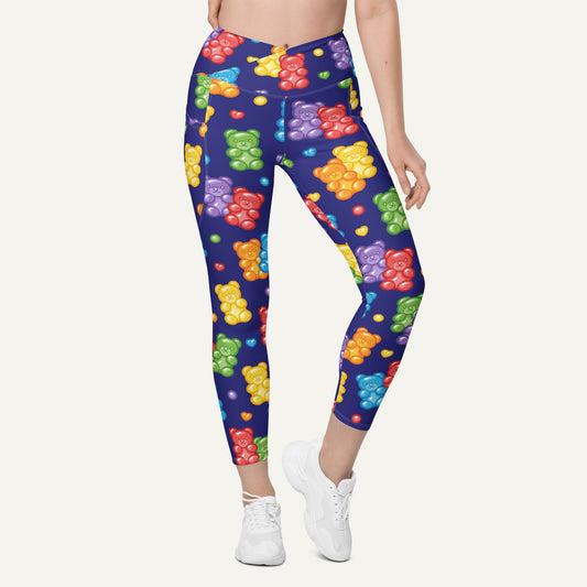 Gummy Bears High-Waisted Crossover Leggings With Pockets