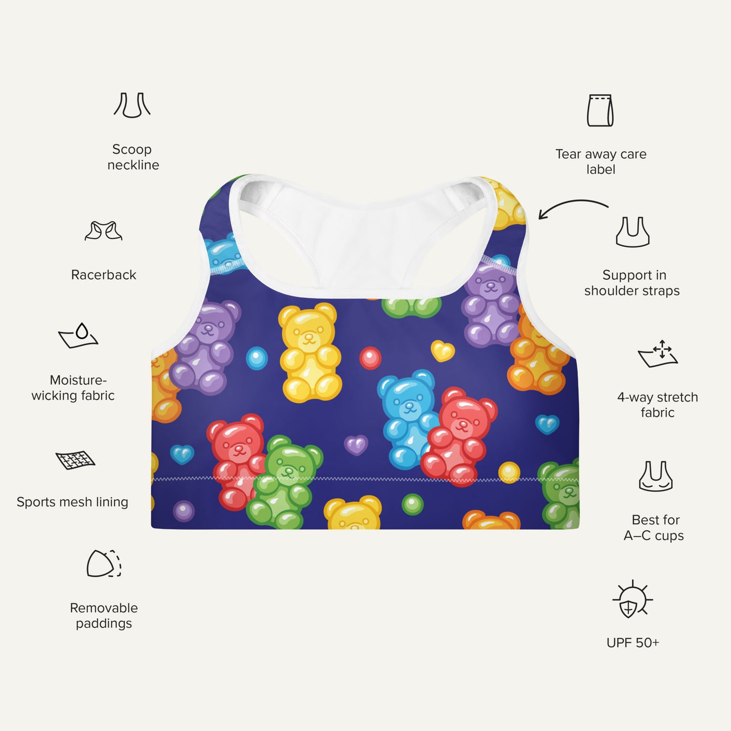 Gummy Bears Padded Sports Bra