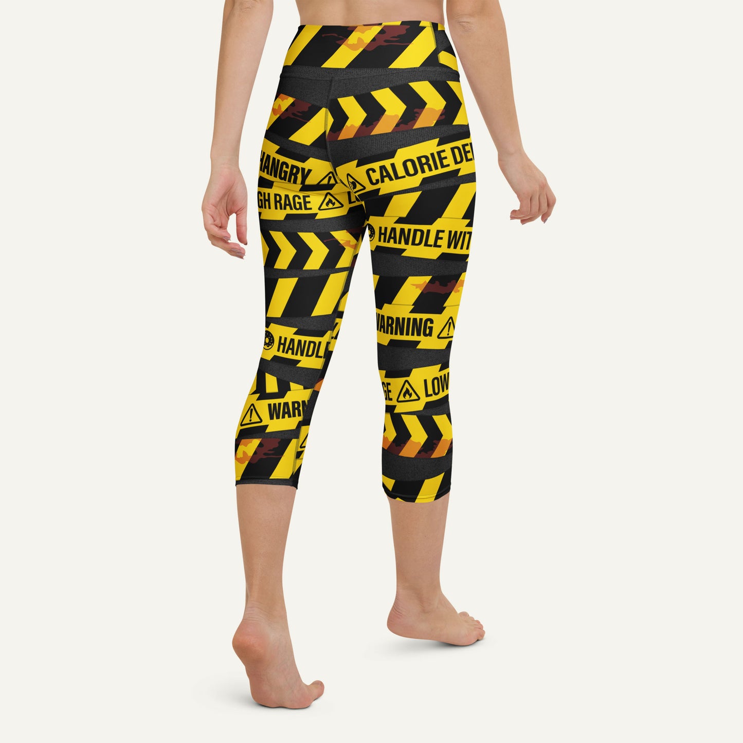 Hangry Warning Tape High-Waisted Capri Leggings
