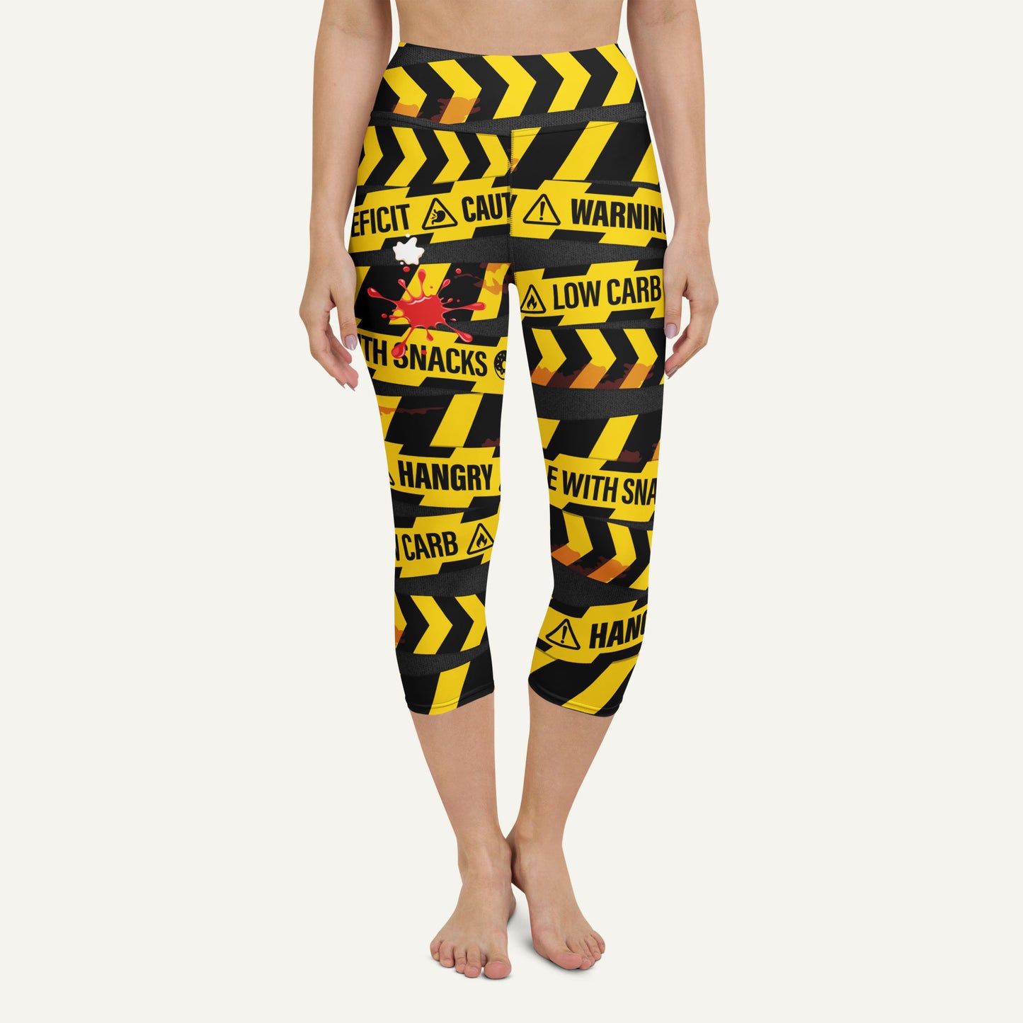 Hangry Warning Tape High-Waisted Capri Leggings
