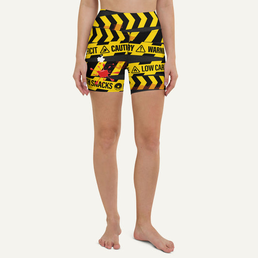 Hangry Warning Tape High-Waisted Shorts