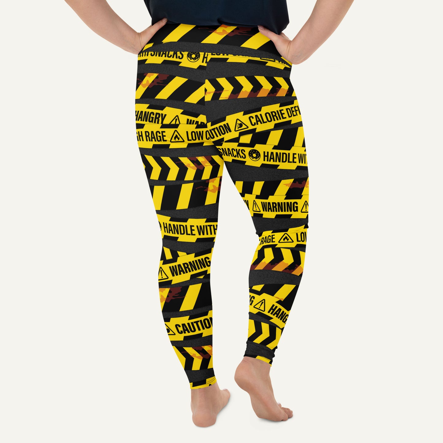 Hangry Warning Tape Plus Size Leggings