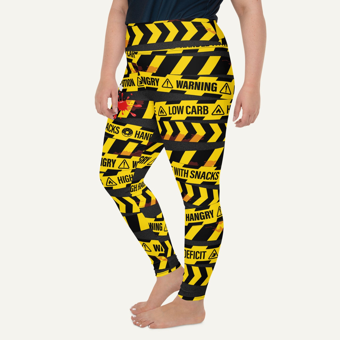 Hangry Warning Tape Plus Size Leggings