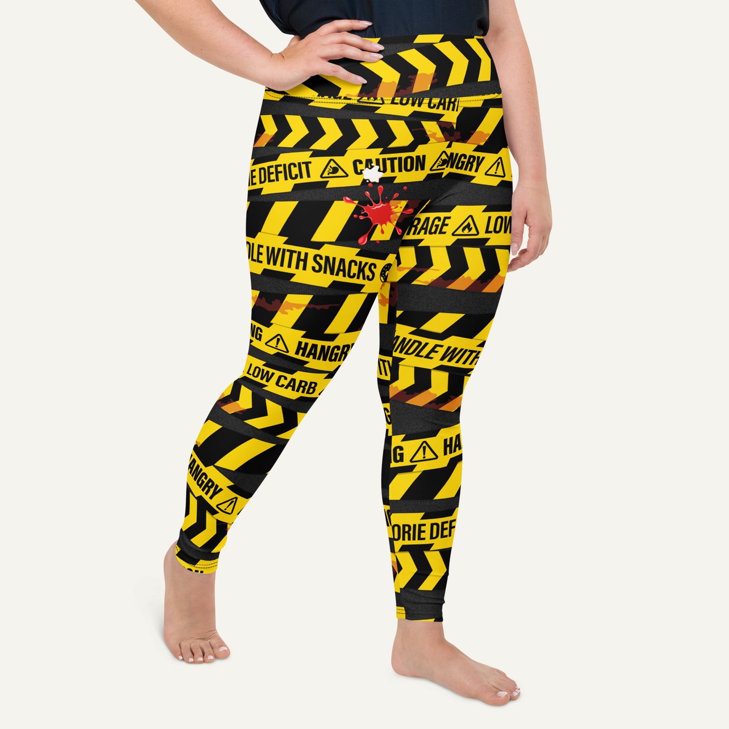 Hangry Warning Tape Plus Size Leggings