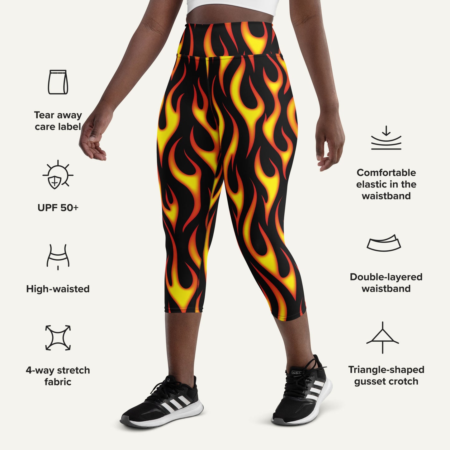 Hot Rod Flames High-Waisted Capri Leggings