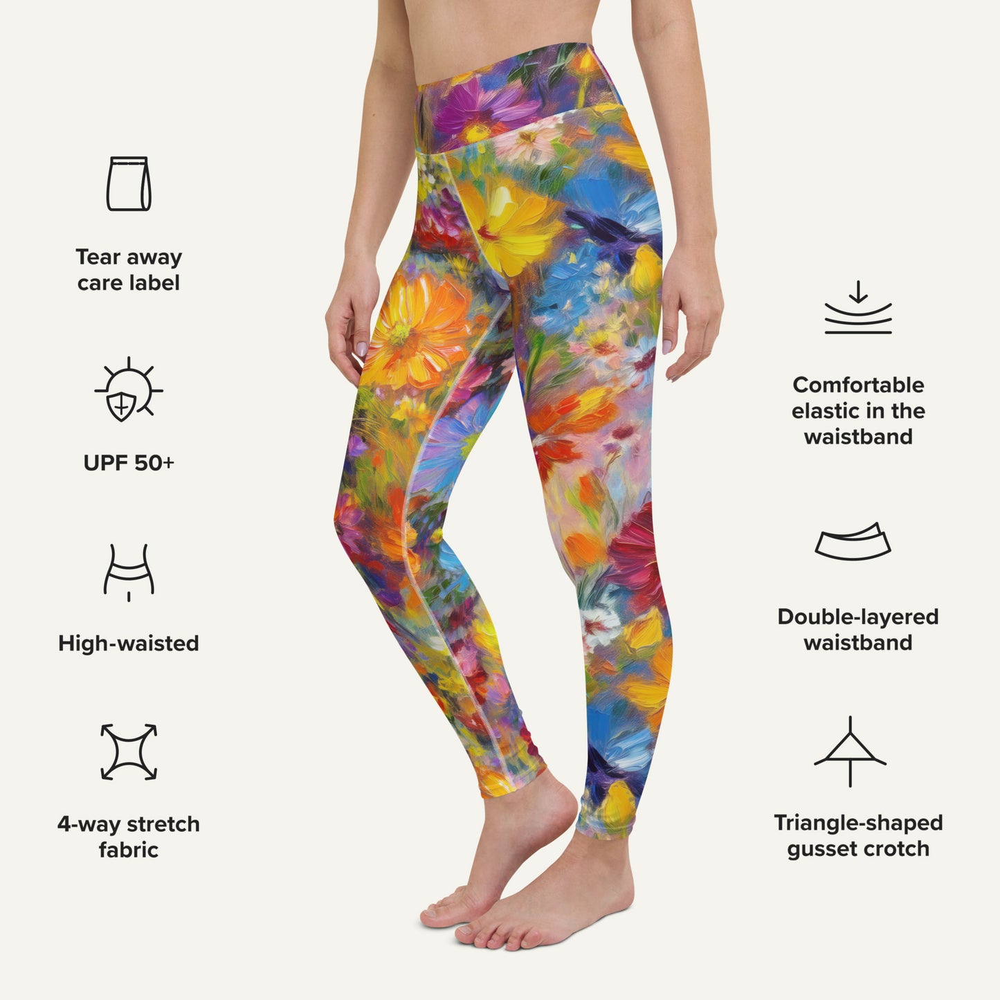 Impressionist Flowers High-Waisted Leggings