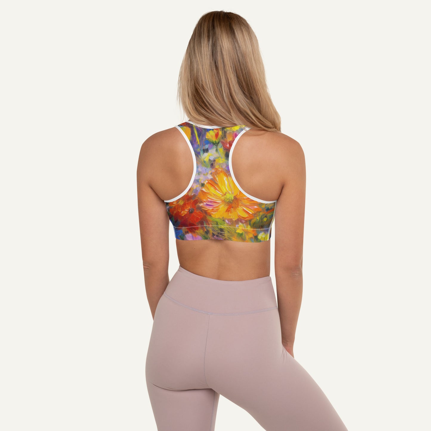 Impressionist Flowers Padded Sports Bra