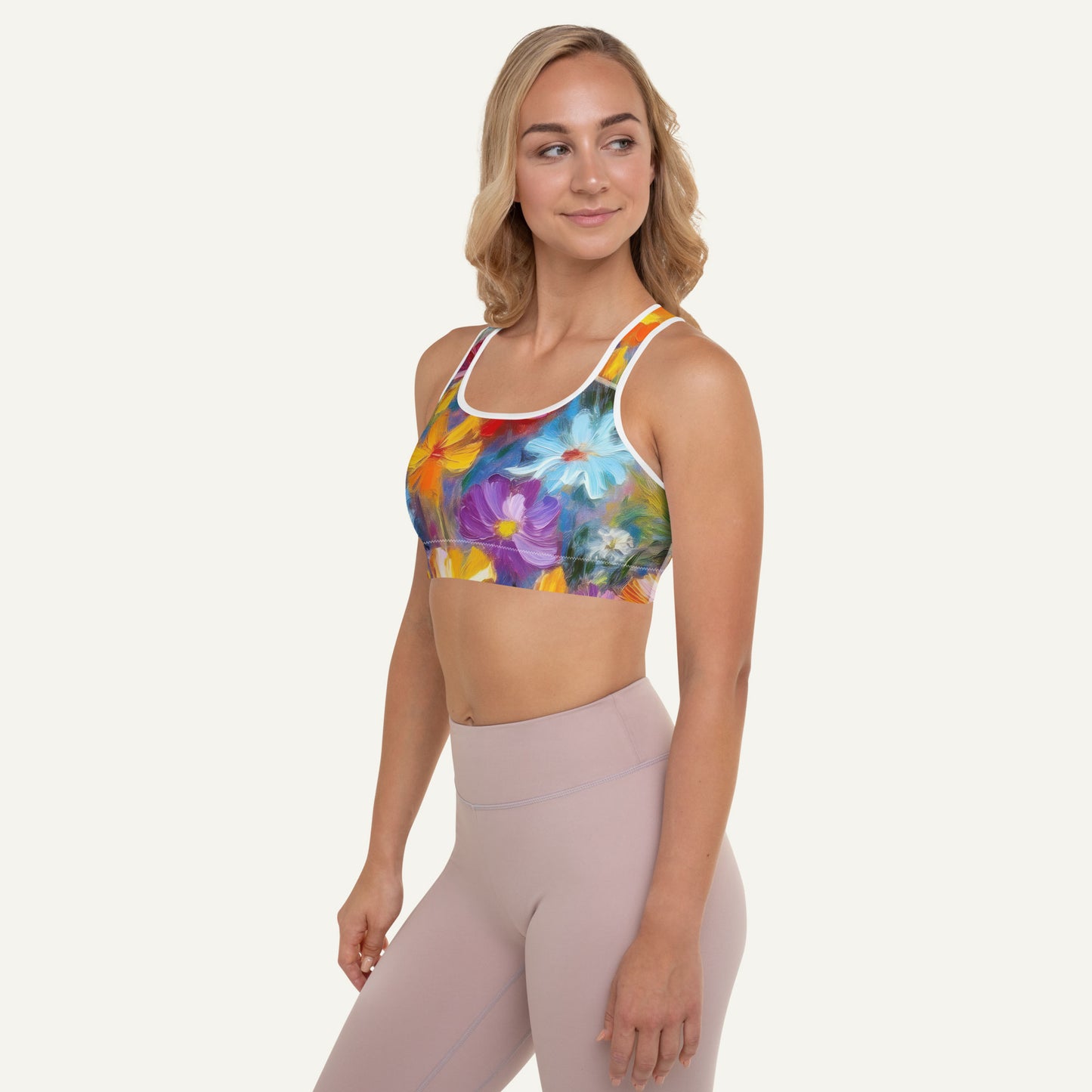 Impressionist Flowers Padded Sports Bra