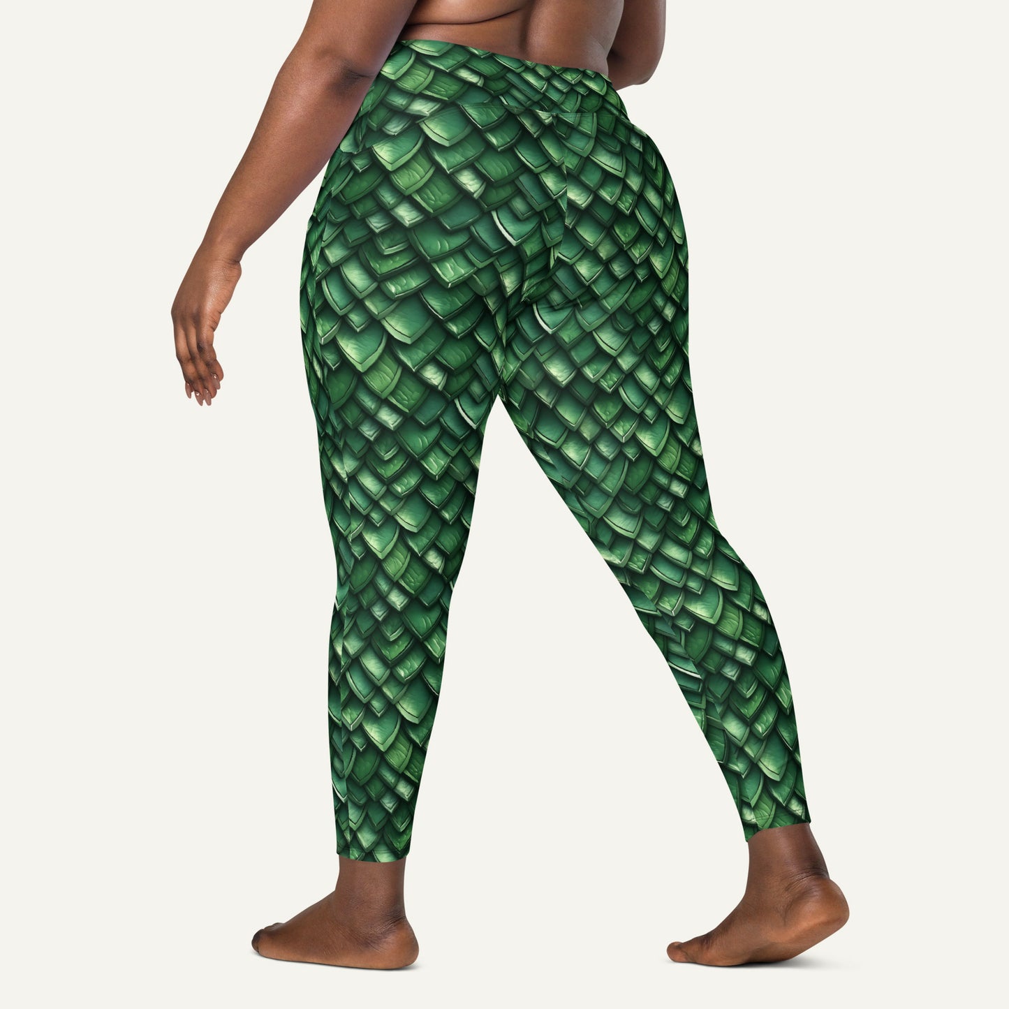 Jade Dragon Scales Crossover Pocket Leggings
