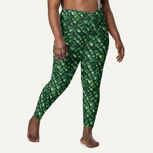Jade Dragon Scales Crossover Pocket Leggings