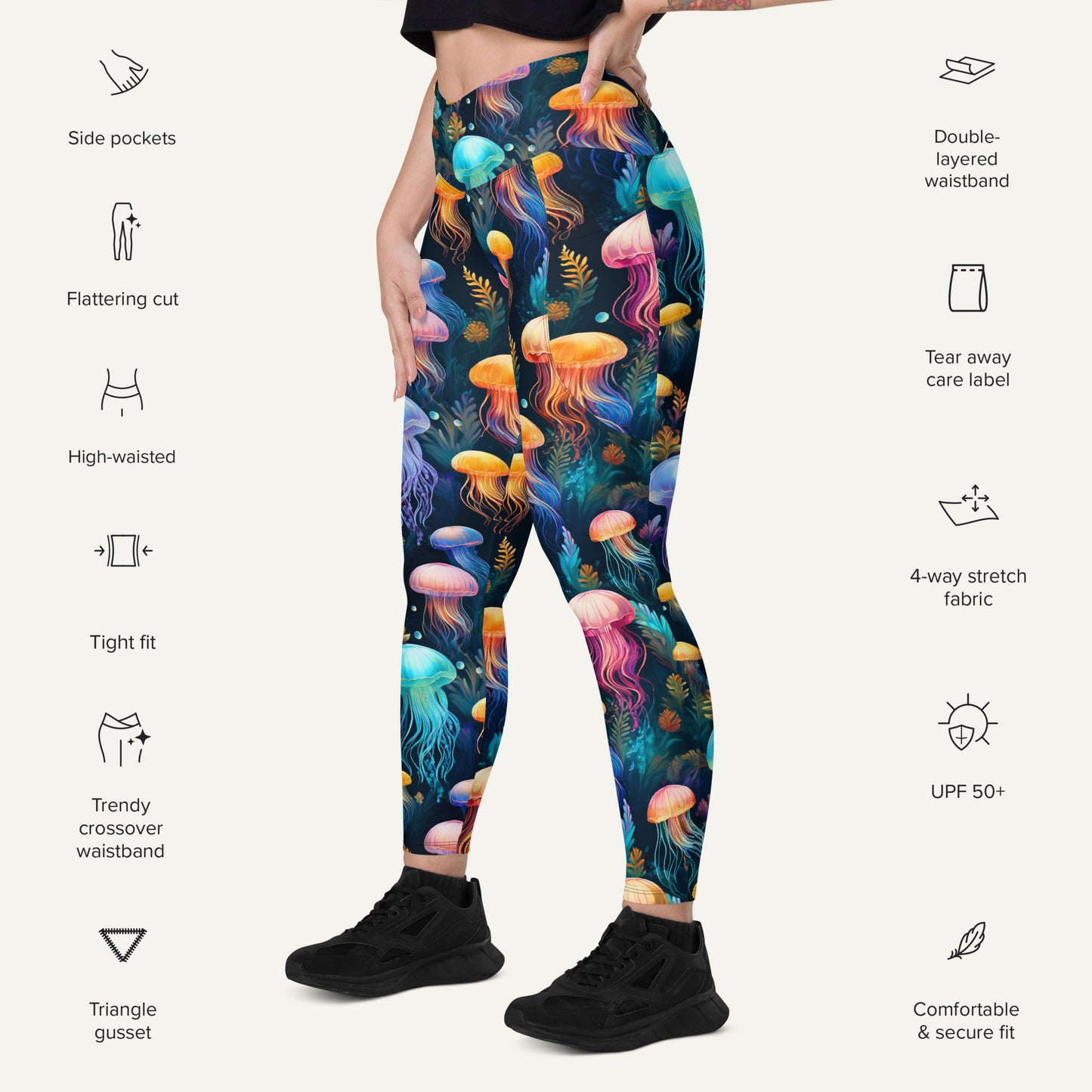 Jellyfish Attack Crossover Leggings With Pockets