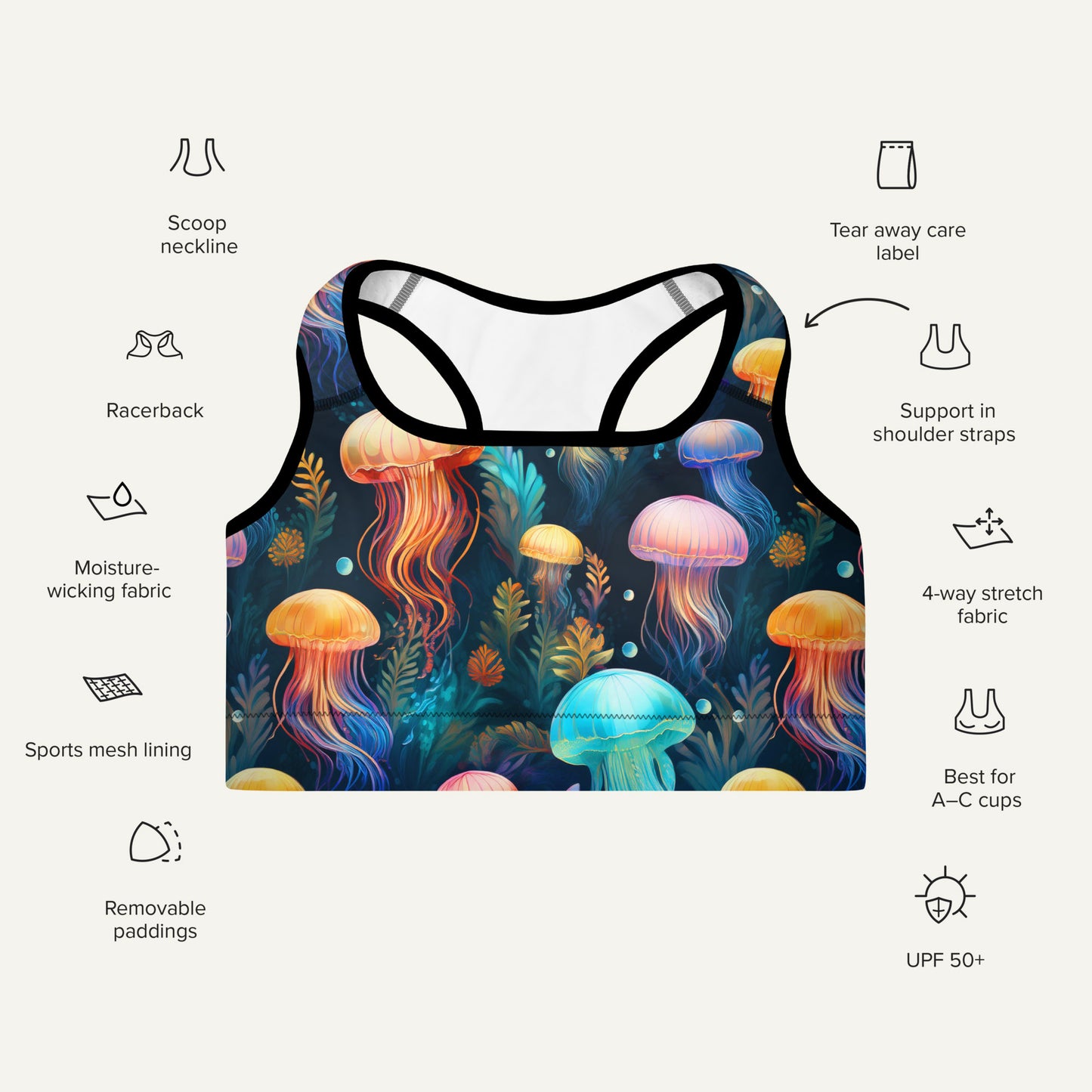 Jellyfish Attack Padded Sports Bra