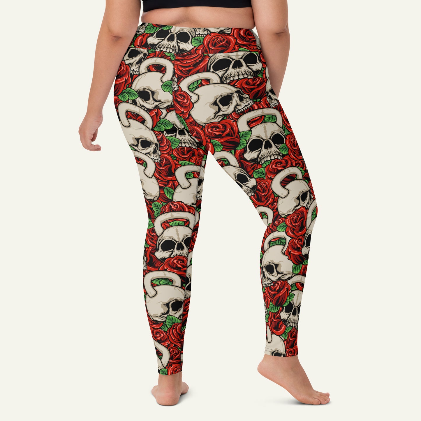 Kettlebell Skull And Roses High-Waisted Leggings