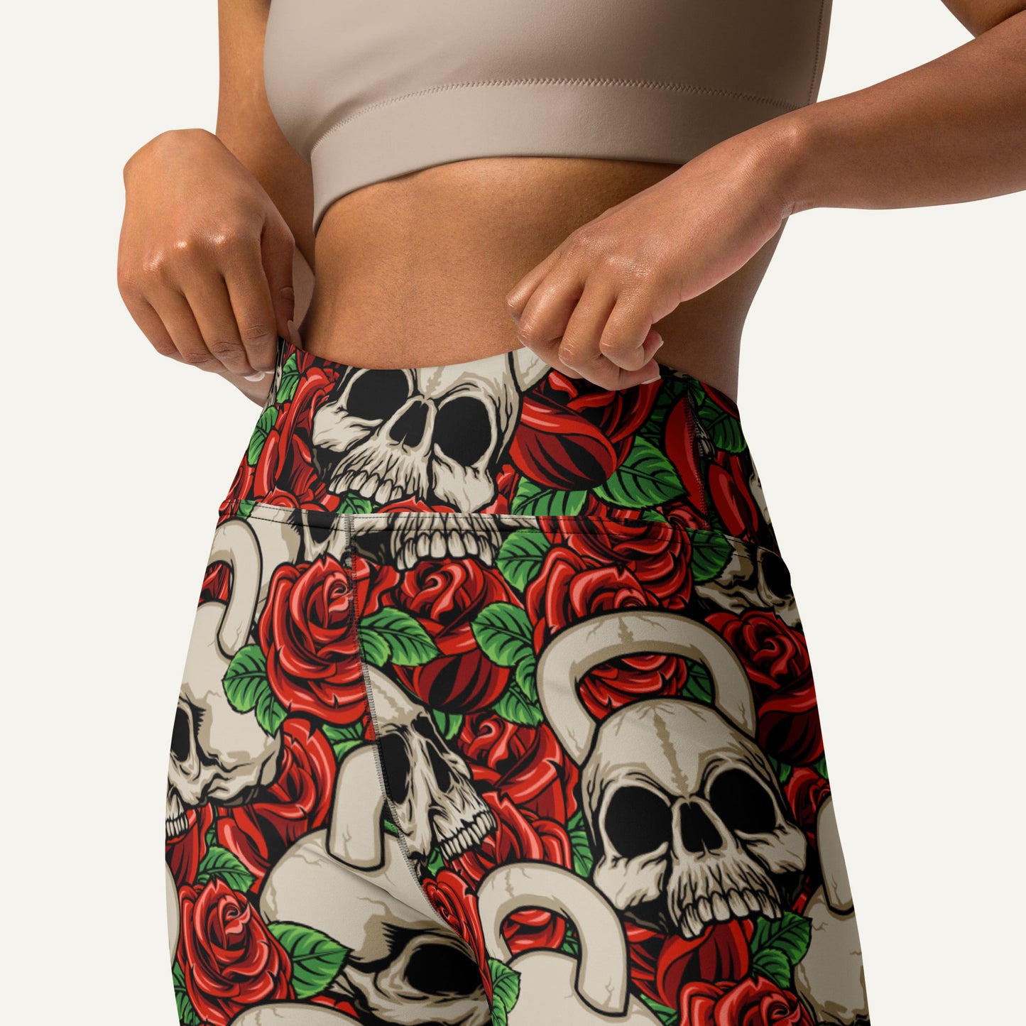 Kettlebell Skull And Roses High-Waisted Leggings
