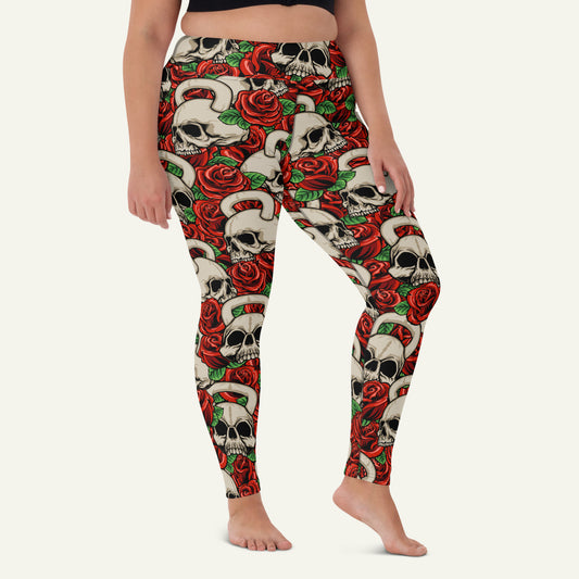 Kettlebell Skull And Roses High-Waisted Leggings