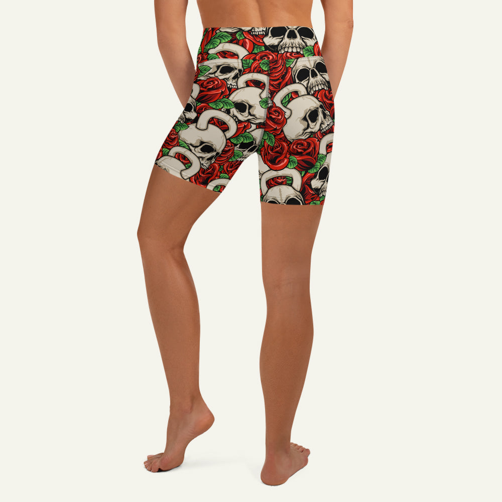 Kettlebell Skull And Roses High-Waisted Shorts