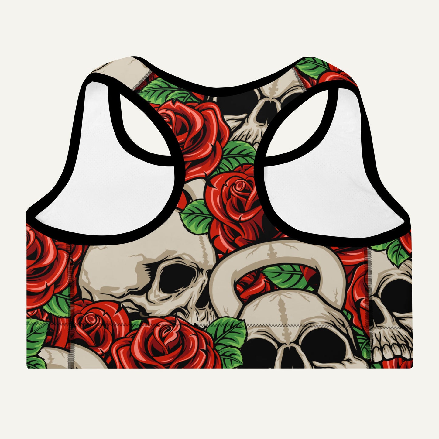 Kettlebell Skull And Roses Padded Sports Bra