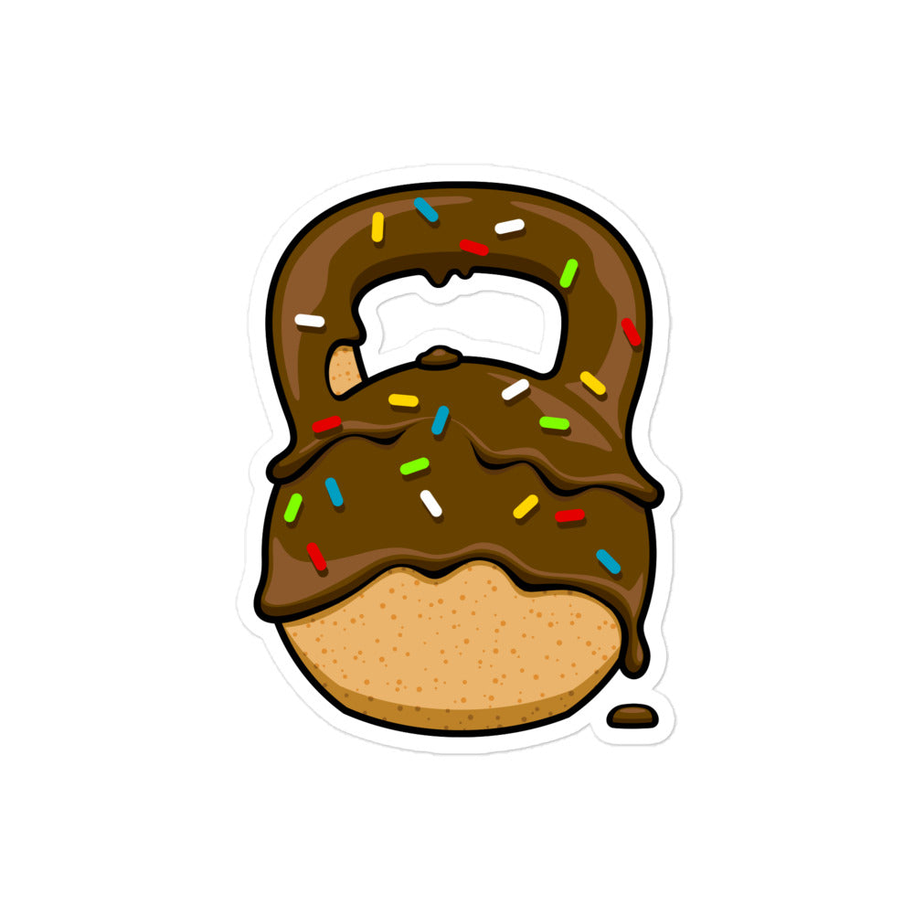 Chocolate-Glazed Donut With Sprinkles Kettlebell Design Sticker